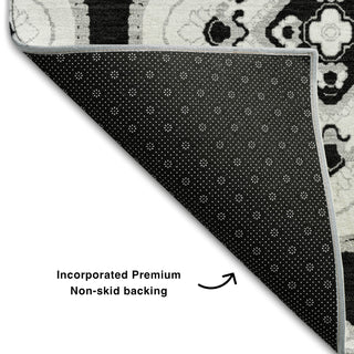 Piper Looms Mayfield Medallions AMF878 Black Machine Washable Area Rug Backing Image