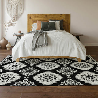 Piper Looms Mayfield Medallions AMF878 Black Machine Washable Area Rug Lifestyle Image Feature