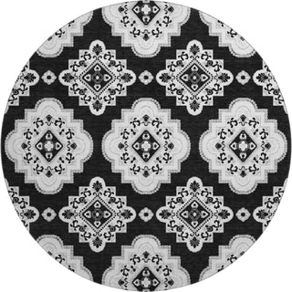 Piper Looms Mayfield Medallions AMF878 Black Machine Washable Area Rug Round Main Image