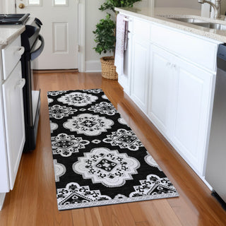 Piper Looms Mayfield Medallions AMF878 Black Machine Washable Area Rug Runner Lifestyle Image Feature