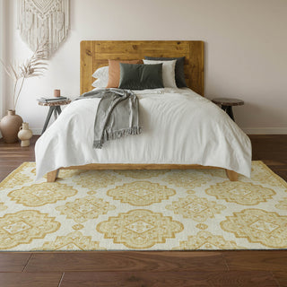 Piper Looms Mayfield Medallions AMF878 Gold Machine Washable Area Rug Lifestyle Image Feature