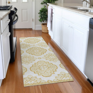 Piper Looms Mayfield Medallions AMF878 Gold Machine Washable Area Rug Runner Lifestyle Image Feature