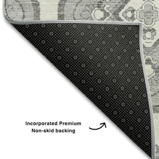 Piper Looms Mayfield Medallions AMF878 Gray Machine Washable Area Rug Backing Image