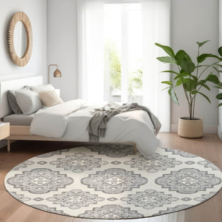 Piper Looms Mayfield Medallions AMF878 Gray Machine Washable Area Rug Round Lifestyle Image Feature