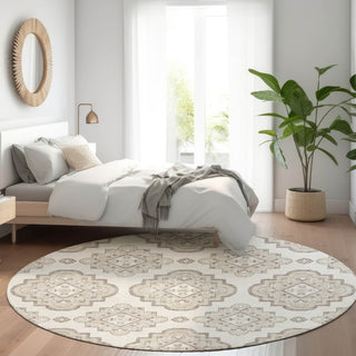 Piper Looms Mayfield Medallions AMF878 Ivory Machine Washable Area Rug Round Lifestyle Image Feature
