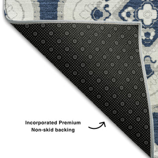 Piper Looms Mayfield Medallions AMF878 Navy Machine Washable Area Rug Backing Image