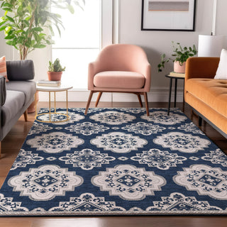 Piper Looms Mayfield Medallions AMF878 Navy Machine Washable Area Rug Lifestyle Image Feature