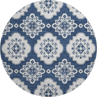 Piper Looms Mayfield Medallions AMF878 Navy Machine Washable Area Rug Round Main Image