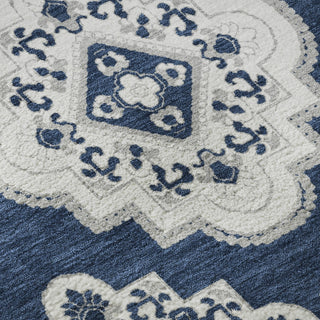 Piper Looms Mayfield Medallions AMF878 Navy Machine Washable Area Rug Swatch Image