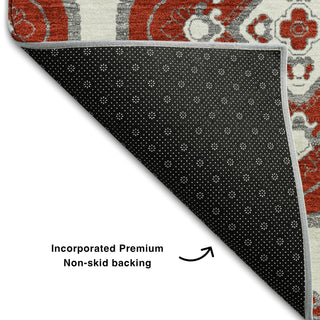 Piper Looms Mayfield Medallions AMF878 Red Machine Washable Area Rug Backing Image