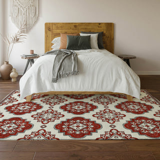 Piper Looms Mayfield Medallions AMF878 Red Machine Washable Area Rug Lifestyle Image Feature