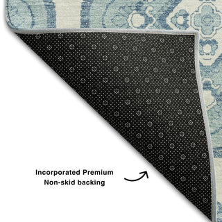 Piper Looms Mayfield Medallions AMF878 Teal Machine Washable Area Rug Backing Image