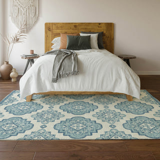 Piper Looms Mayfield Medallions AMF878 Teal Machine Washable Area Rug Lifestyle Image Feature