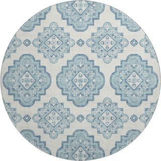 Piper Looms Mayfield Medallions AMF878 Teal Machine Washable Area Rug Round Main Image