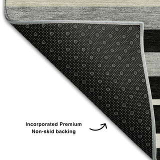 Piper Looms Mayfield Stripes AMF879 Black Machine Washable Area Rug Backing Image