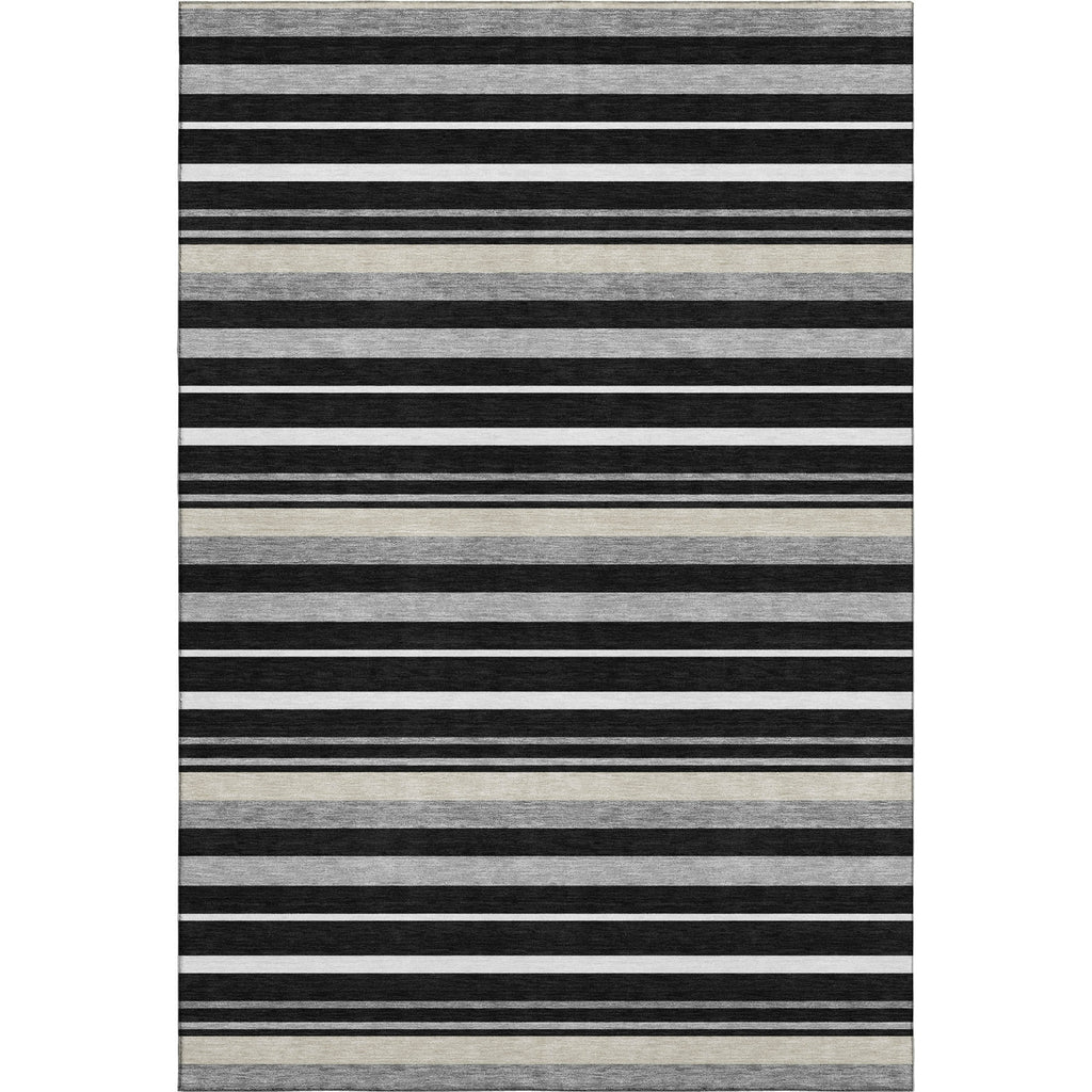 Piper Looms Mayfield Stripes AMF879 Black Machine Washable Area Rug main image