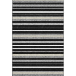 Piper Looms Mayfield Stripes AMF879 Black Machine Washable Area Rug main image
