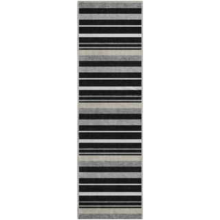 Piper Looms Mayfield Stripes AMF879 Black Machine Washable Area Rug Runner Main Image