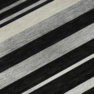 Piper Looms Mayfield Stripes AMF879 Black Machine Washable Area Rug Swatch Image