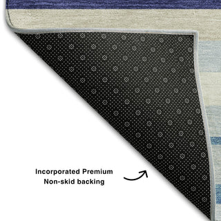Piper Looms Mayfield Stripes AMF879 Blue Machine Washable Area Rug Backing Image
