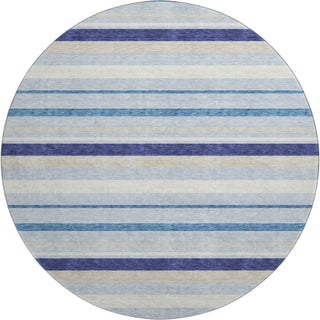 Piper Looms Mayfield Stripes AMF879 Blue Machine Washable Area Rug Round Main Image