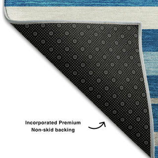 Piper Looms Mayfield Stripes AMF879 Denim Machine Washable Area Rug Backing Image