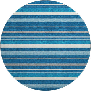 Piper Looms Mayfield Stripes AMF879 Denim Machine Washable Area Rug Round Main Image