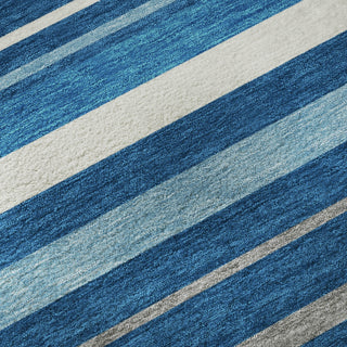 Piper Looms Mayfield Stripes AMF879 Denim Machine Washable Area Rug Swatch Image