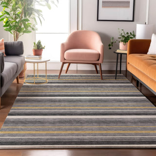 Piper Looms Mayfield Stripes AMF879 Gray Machine Washable Area Rug Lifestyle Image Feature