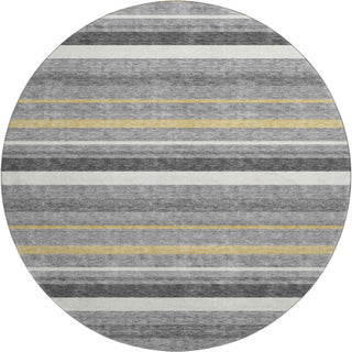 Piper Looms Mayfield Stripes AMF879 Gray Machine Washable Area Rug Round Main Image