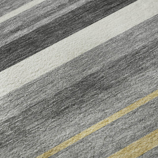 Piper Looms Mayfield Stripes AMF879 Gray Machine Washable Area Rug Swatch Image