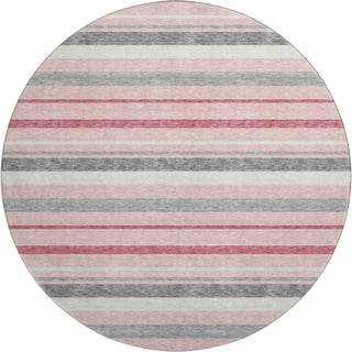 Piper Looms Mayfield Stripes AMF879 Pink Machine Washable Area Rug Round Main Image