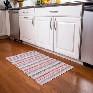 Piper Looms Mayfield Stripes AMF879 Pink Machine Washable Area Rug Scatter Lifestyle Image Feature