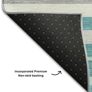Piper Looms Mayfield Stripes AMF879 Teal Machine Washable Area Rug Backing Image