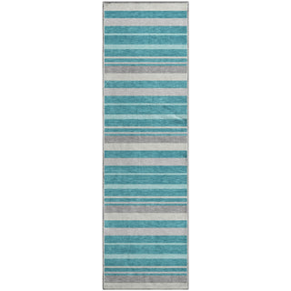 Piper Looms Mayfield Stripes AMF879 Teal Machine Washable Area Rug Runner Main Image