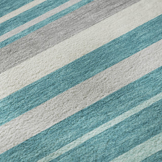 Piper Looms Mayfield Stripes AMF879 Teal Machine Washable Area Rug Swatch Image