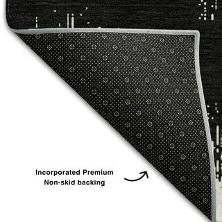 Piper Looms Mayfield Chevron AMF880 Black Machine Washable Area Rug Backing Image