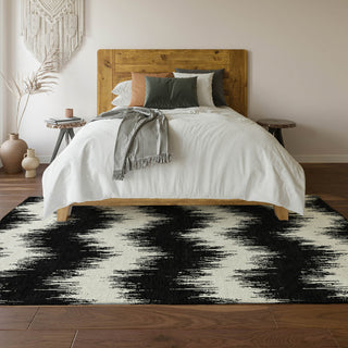 Piper Looms Mayfield Chevron AMF880 Black Machine Washable Area Rug Lifestyle Image Feature