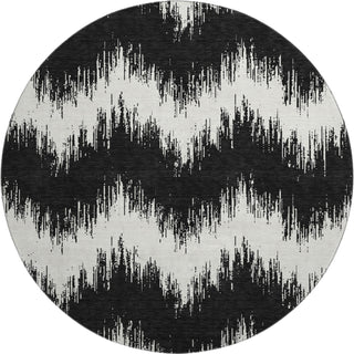 Piper Looms Mayfield Chevron AMF880 Black Machine Washable Area Rug Round Main Image
