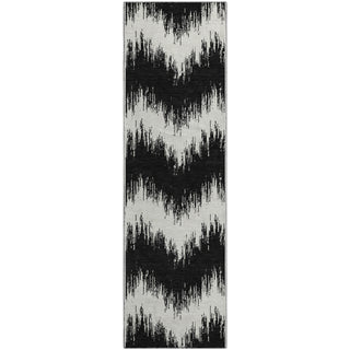 Piper Looms Mayfield Chevron AMF880 Black Machine Washable Area Rug Runner Main Image