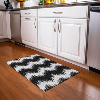 Piper Looms Mayfield Chevron AMF880 Black Machine Washable Area Rug Scatter Lifestyle Image Feature
