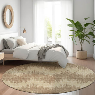 Piper Looms Mayfield Chevron AMF880 Brown Machine Washable Area Rug Round Lifestyle Image Feature