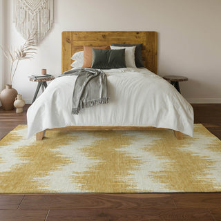Piper Looms Mayfield Chevron AMF880 Gold Machine Washable Area Rug Lifestyle Image Feature