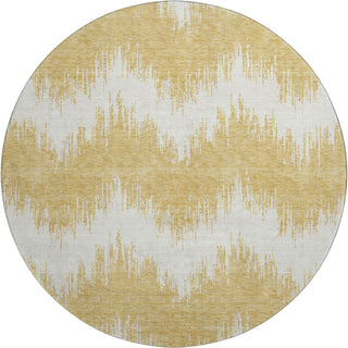 Piper Looms Mayfield Chevron AMF880 Gold Machine Washable Area Rug Round Main Image