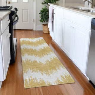 Piper Looms Mayfield Chevron AMF880 Gold Machine Washable Area Rug Runner Lifestyle Image Feature