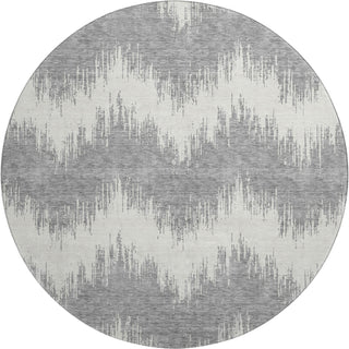 Piper Looms Mayfield Chevron AMF880 Gray Machine Washable Area Rug Round Main Image
