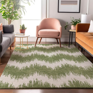 Piper Looms Mayfield Chevron AMF880 Green Machine Washable Area Rug Lifestyle Image Feature