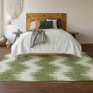 Piper Looms Mayfield Chevron AMF880 Green Machine Washable Area Rug Lifestyle Image Feature