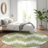 Piper Looms Mayfield Chevron AMF880 Green Machine Washable Area Rug Round Lifestyle Image Feature