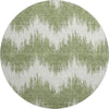 Piper Looms Mayfield Chevron AMF880 Green Machine Washable Area Rug Round Main Image